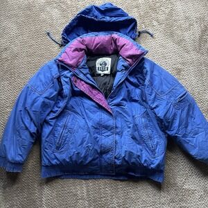 Y2K Lifes Adventures Dash Blue Puffer Ski Snow Real Feather Down Jacket Medium